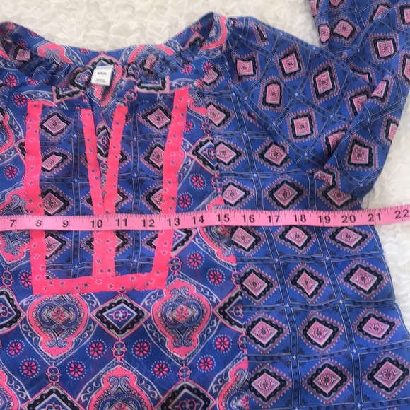 OLD NAVY Blue Paisley Periwinkle Neon Pink Size Medium - Picture 10 of 16